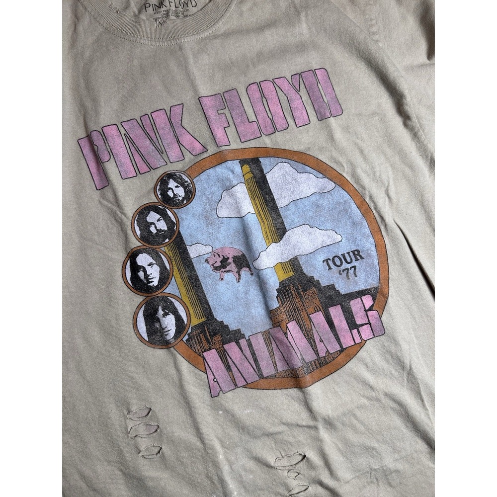 Pink Floyd Animals Tour 77 Rock Band Concert Distressed Grunge Tee T-Shirt S/M